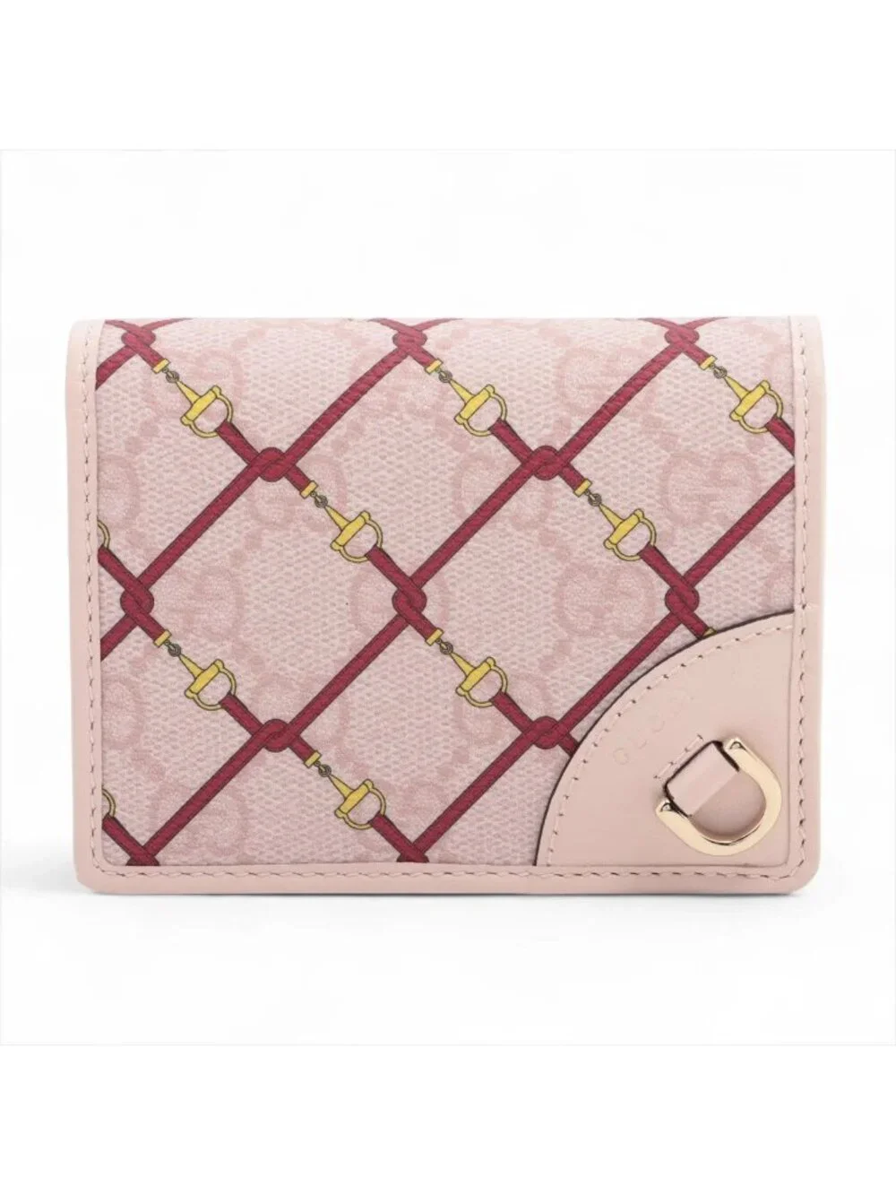 Gucci GG Emblem Compact Wallet Leather Bifold Pink